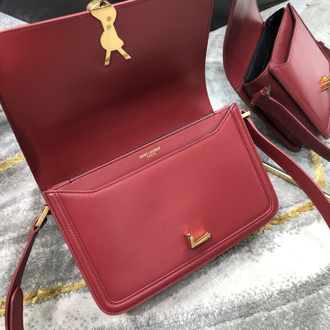 Saint Laurent Solferino Box Medium Calfskin Handbag Shoulder Bag Red 634305 